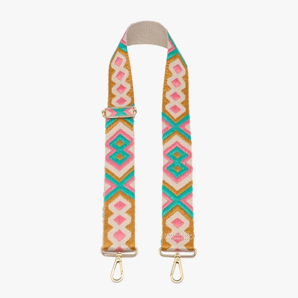 🦋LAST🦋 NWT Jen & Co. Woven Guitar Strap for Bags, Pink & Green
